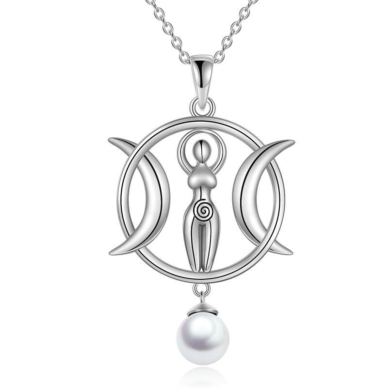 Collier de déesse Triple lune, pendentif amulette de magicien avec collier de perles de coquillage pour femmes