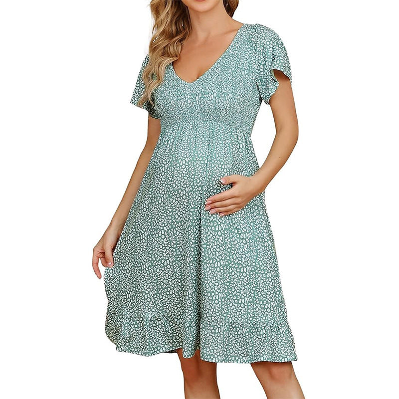 Pregnant Women V-neck Dress Loose And Comfortable