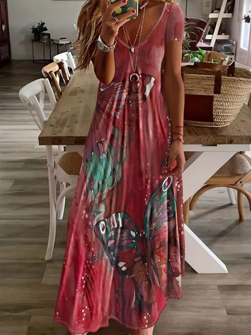 Bohemian Beach Daily Summer Printed Short Sleeve Dress