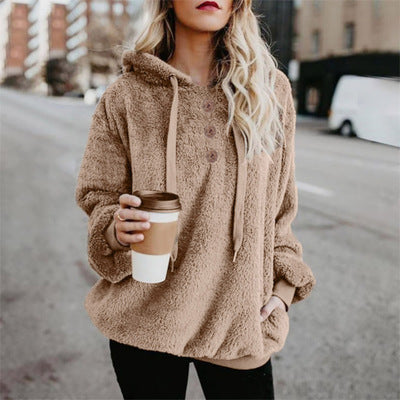 Women's Long Sleeve Hooded Solid Color Hoodie