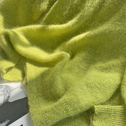 Fashion Fluorescent Green Mohair Sweater For Women