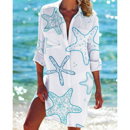 Chemise de manteau de bikini imprimée simple à la mode pour femmes