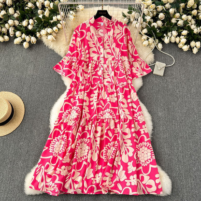 Women's Clothing Idle Style Loose Print Dress