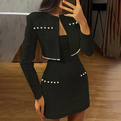 Long Sleeve Jacket Slim Fit Tube Top Dress