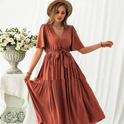 V-neck Daily Commuter Dress Long Dress Plus Size