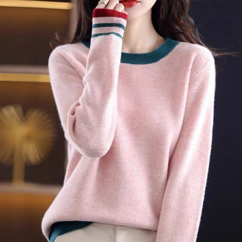 Women's Fashion Fondant Round Neck Multicolor Loose Slimming All-match Sweater