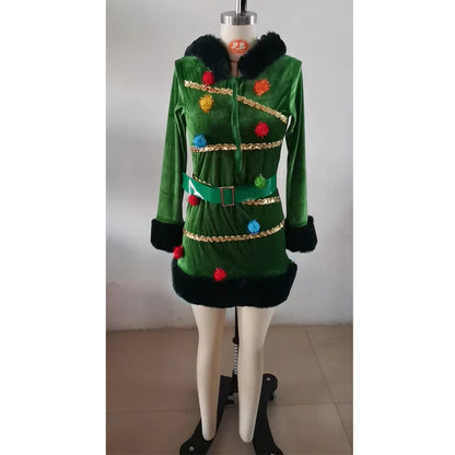 Costume de scène et accessoires pour robe vert foncé