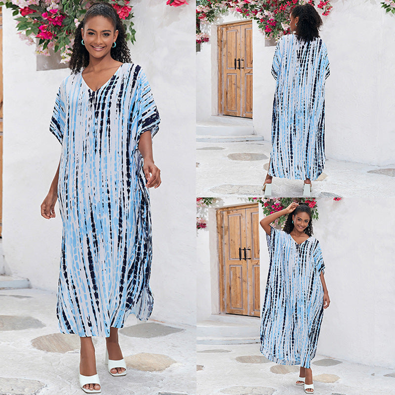 Rayon Tie-dyed Beach Long Dress Sun Protection Shirt