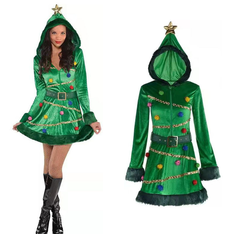 Costume de scène et accessoires pour robe vert foncé