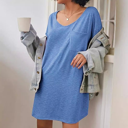 Robe t-shirt ample décontractée et confortable avec poche sur la poitrine