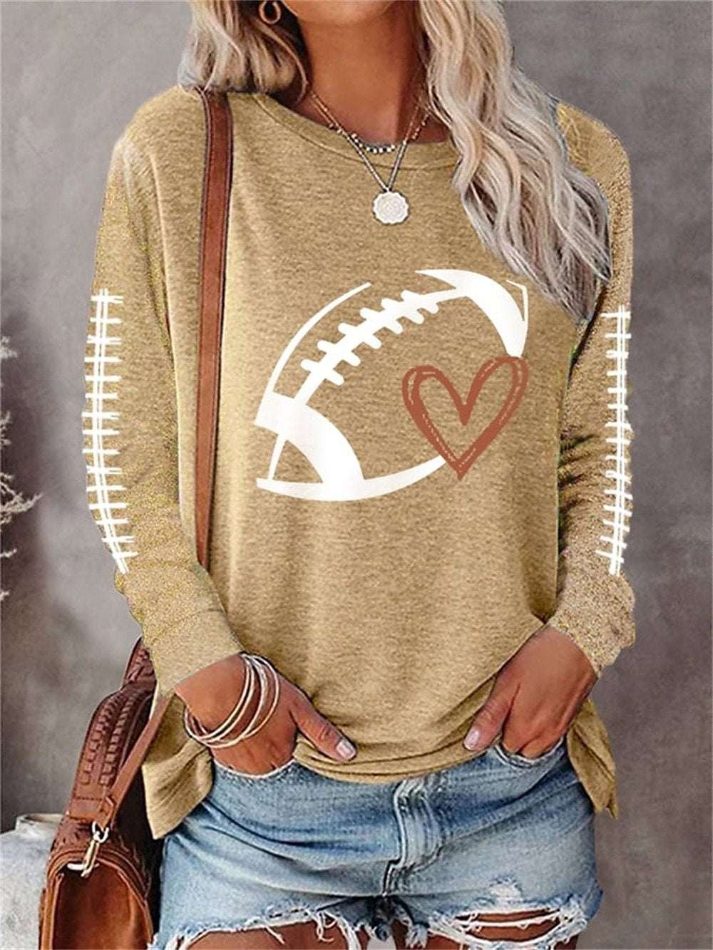 Printed Round Neck Long Sleeve Plus Size Casual Hoodie