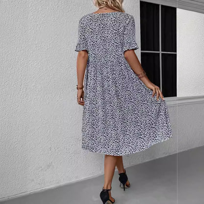 Summer U-neck Floral Fashion Loose Dress