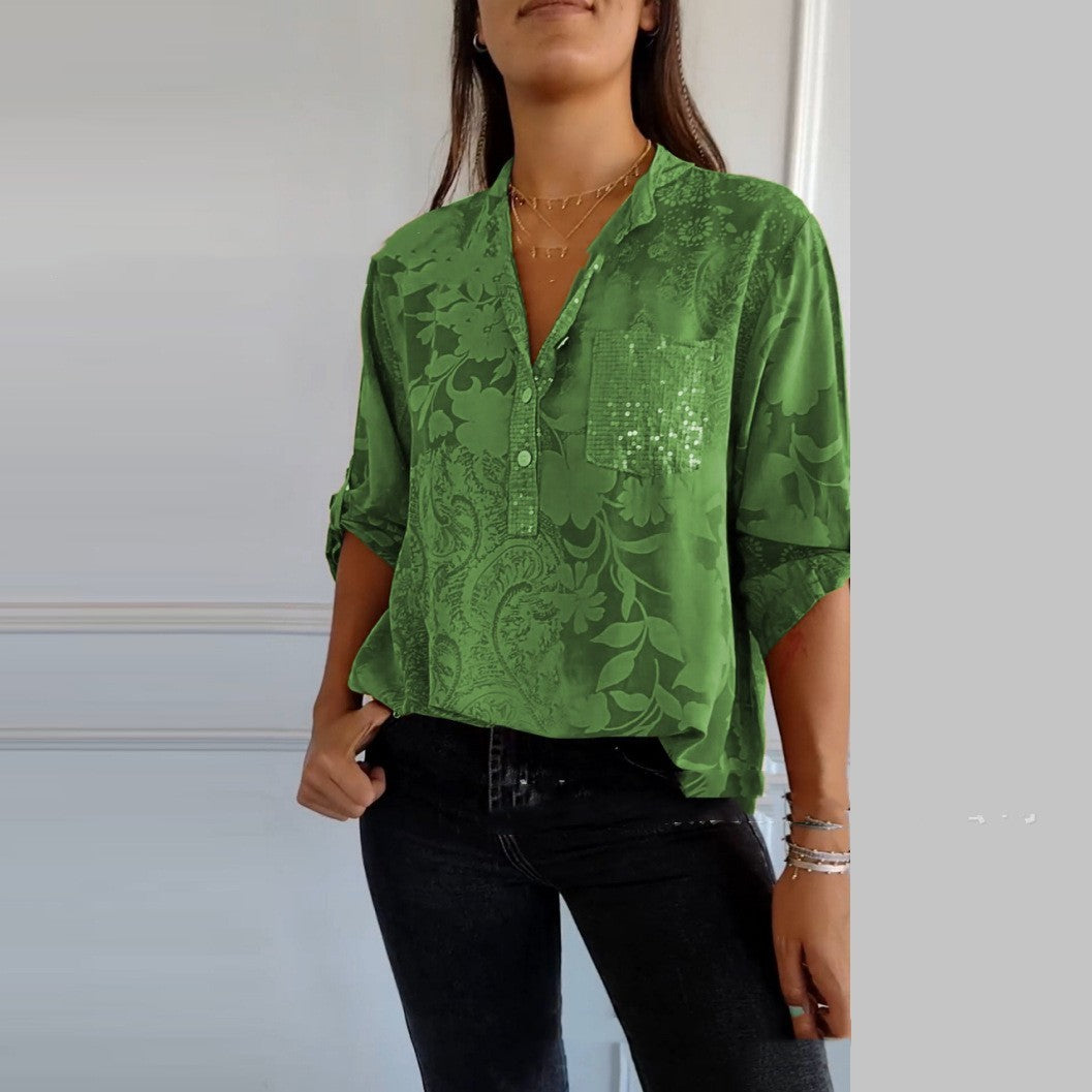 Camisa estampada elegante a la moda para mujer europea y americana