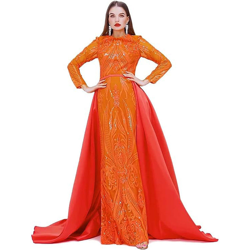 Women's Long-sleeved Trailing Evening Dress