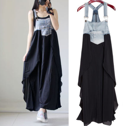 New Fashion Ruffles Long Loose Strap Chiffon Dress