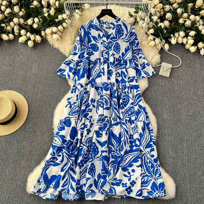 Women's Clothing Idle Style Loose Print Dress