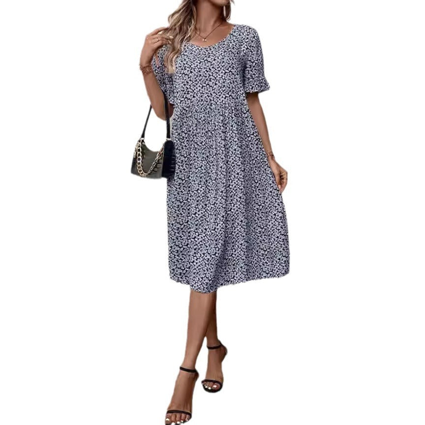 Summer U-neck Floral Fashion Loose Dress