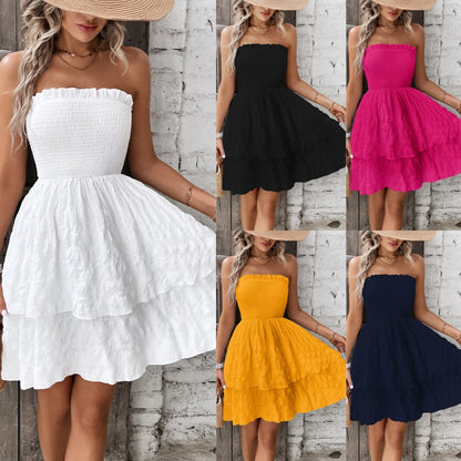 Fashionable Skirt Women Tube Top Slimming Vacation Dress