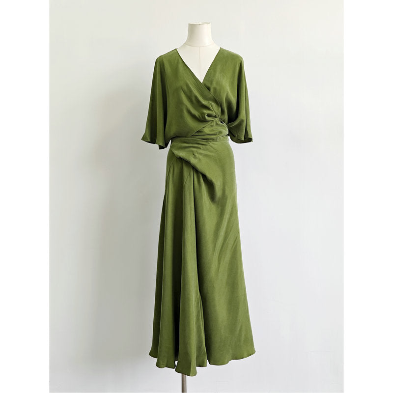 Robe dos nu à col en V en cuprammonuium pour femme