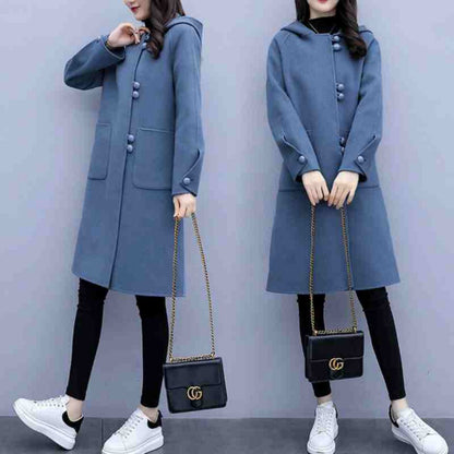 Hooded Retro Woolen Coat For Women