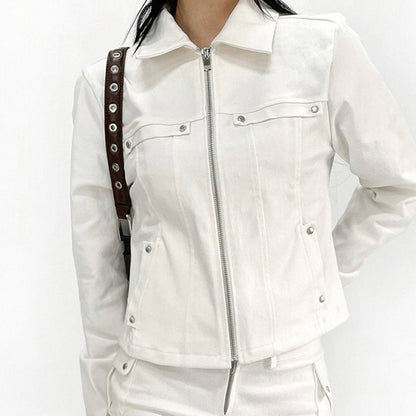 Women's Stand Collar Zipper Pocket Heavy-duty Fashion Jacket