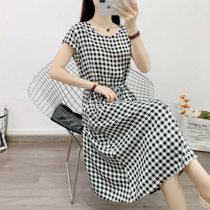 Summer Solid Color Noil Poplin Dress