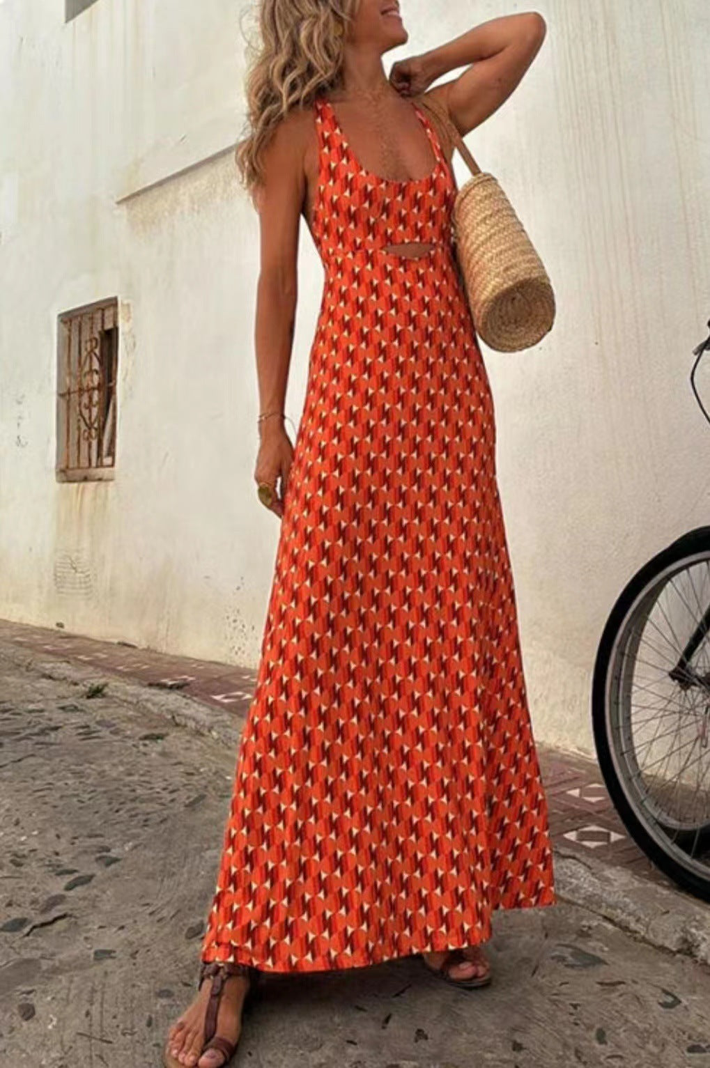 Women's Comfortable Slim Printed Long Dress