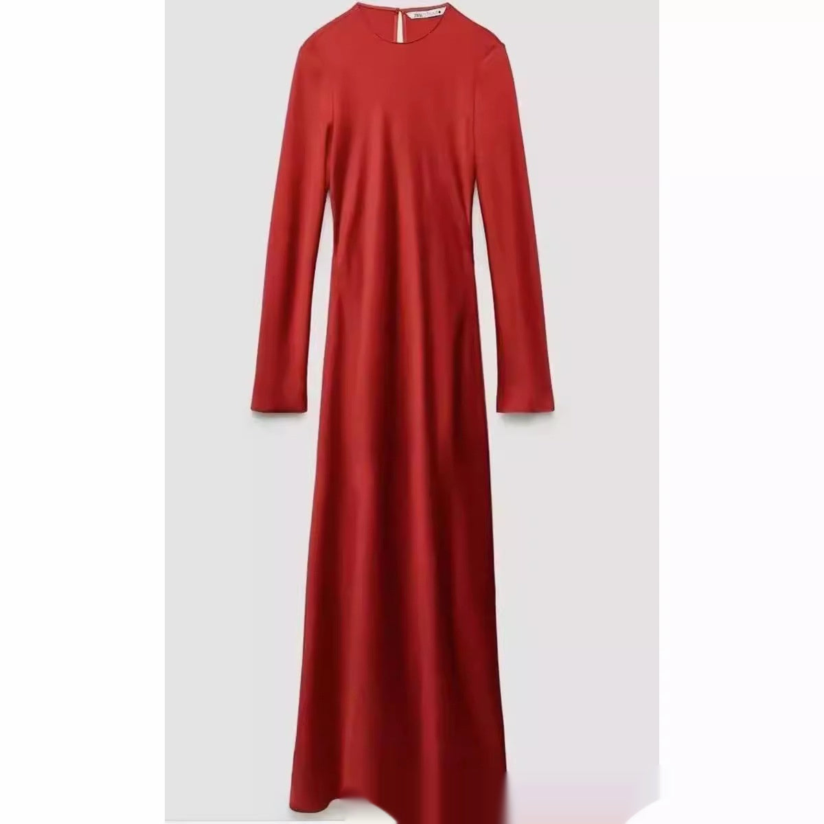 Mopping Long Sleeve Tied Slimming Red Christmas Wind Temperament Long Dress