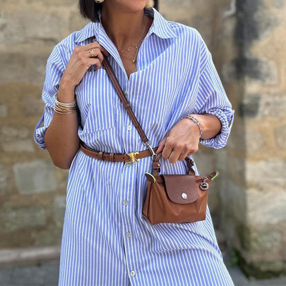 Vestido de largo medio con estampado de rayas de moda para mujer