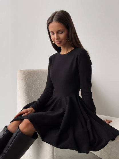 Vestido de punto con cintura fácil de combinar para mujer