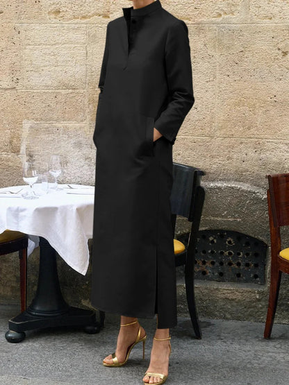 Robe imprimée à manches longues et col montant pour femme