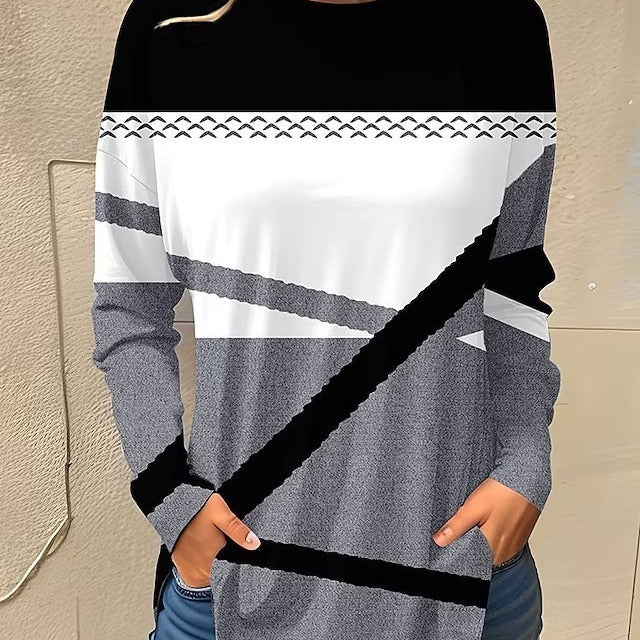 Women's Round-neck Long Sleeve Fashion Casual Plus Size