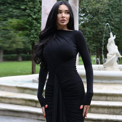 Women's Long Sleeve Split Fishtail Dress