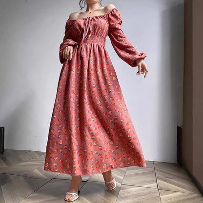 Robe imprimée taille haute à la mode pour femmes