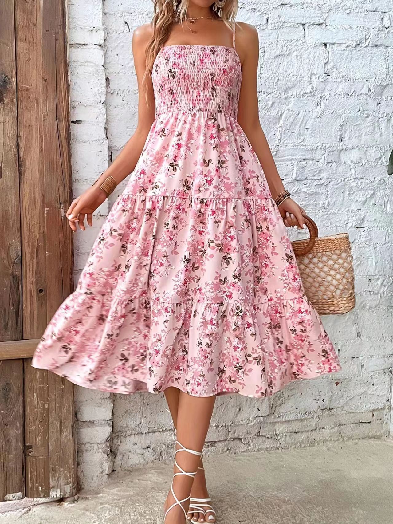 Floral Stitching Summer Beach Dress