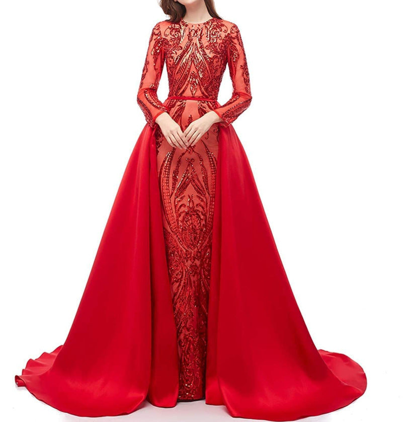 Women's Long-sleeved Trailing Evening Dress