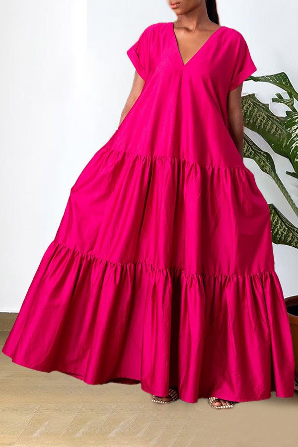 Multi-layer Stitching Solid Color Dress