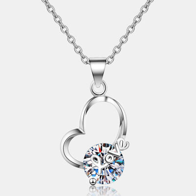 Collier en argent sterling 925 avec cœur moissanite 2 carats