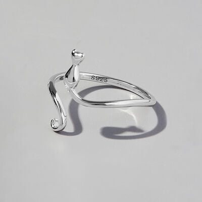 Bague en argent sterling 925 en forme de chat