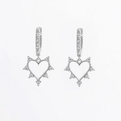 Boucles d'oreilles pendantes en forme de cœur en argent sterling 925 avec zircon incrusté