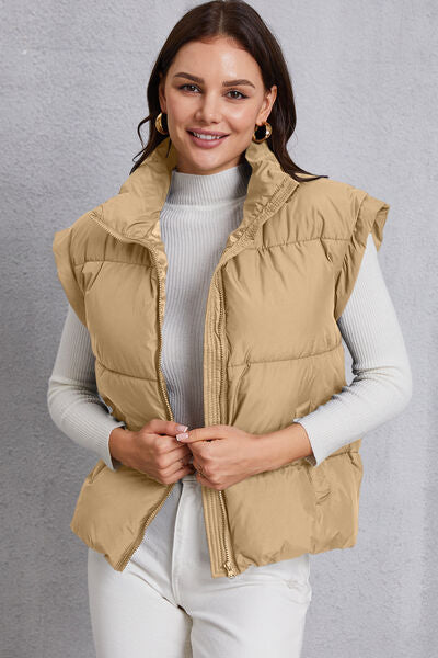 Manteau gilet avec poche et col roulé zippé