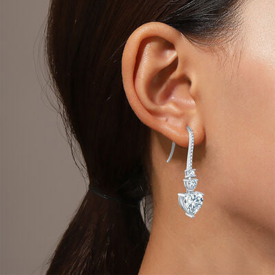 Boucles d'oreilles pendantes en forme de cœur en moissanite en argent sterling 5,44 carats 925