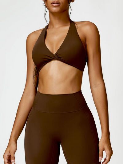 Soutien-gorge actif torsadé à col licou