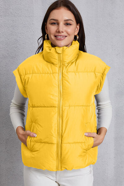 Manteau gilet avec poche et col roulé zippé