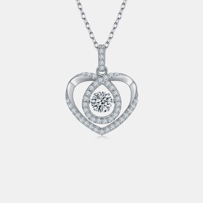 Collier en forme de cœur en argent sterling 925 Moissanite