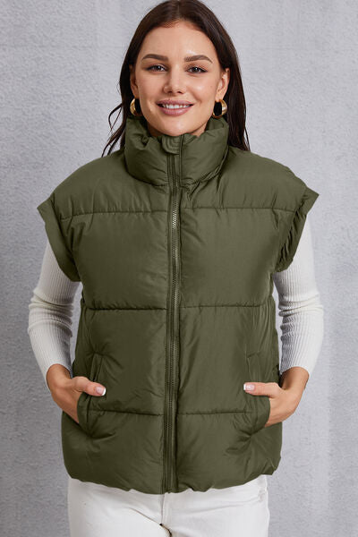 Manteau gilet avec poche et col roulé zippé