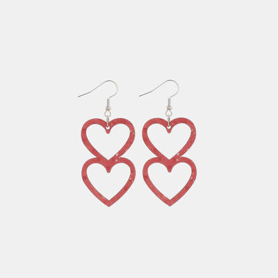 Cutout Heart Shape Wood Earrings