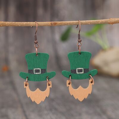 Pendientes colgantes con forma de sombrero de madera