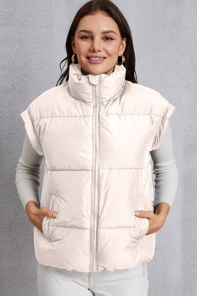 Manteau gilet avec poche et col roulé zippé