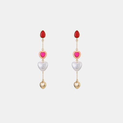 Boucles d'oreilles pendantes en alliage cœur